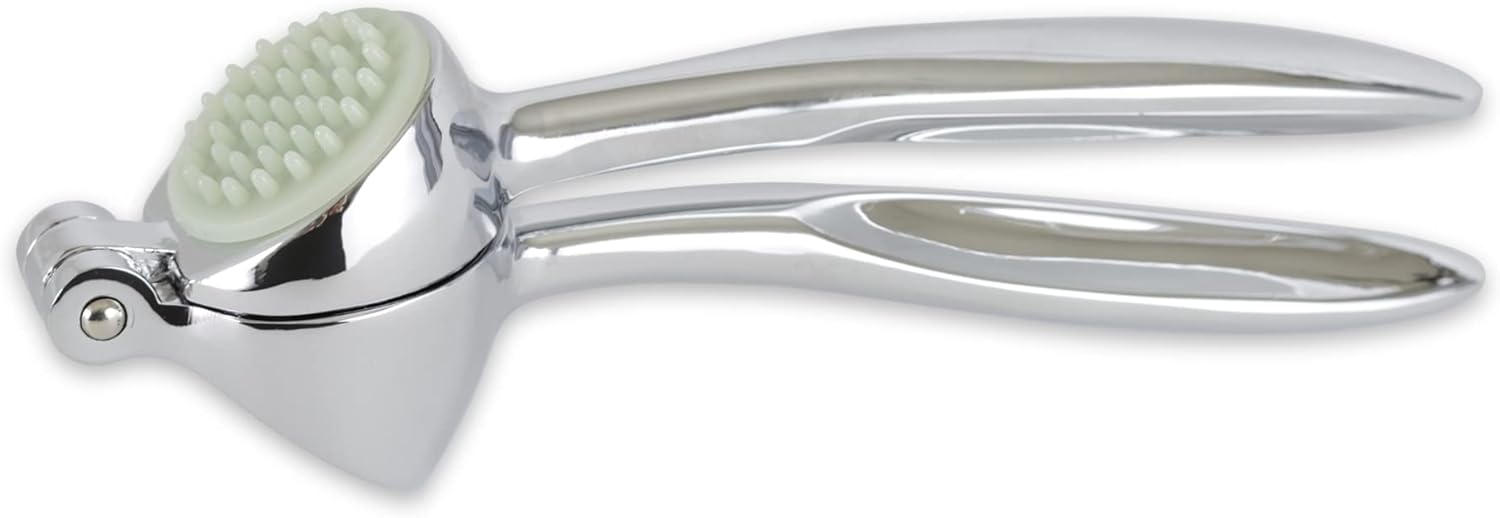 Long Handle Stainless Steel Garlic Press Heavy-Duty Garlic Crusher Large Chamber Manual Garlic Mincer