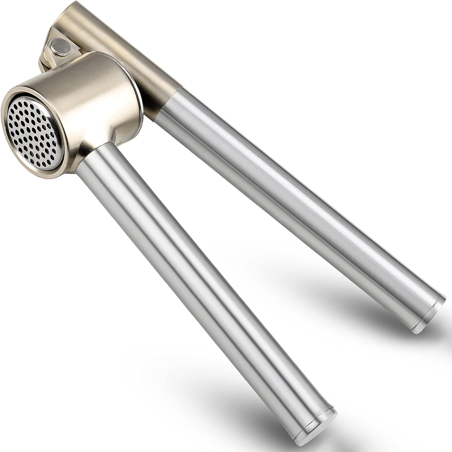 Stainless Steel Garlic Press Long Handle Heavy-Duty Garlic Crusher with Large Chamber