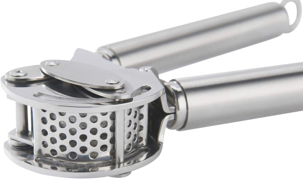 Long Handle Stainless Steel Garlic Press Heavy-Duty Garlic Crusher with Large Chamber