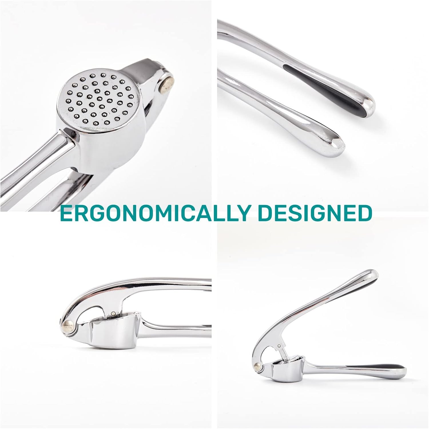 Heavy-Duty Stainless Steel Garlic Press Handheld Garlic Crusher Dishwasher Safe Kitchen Tool