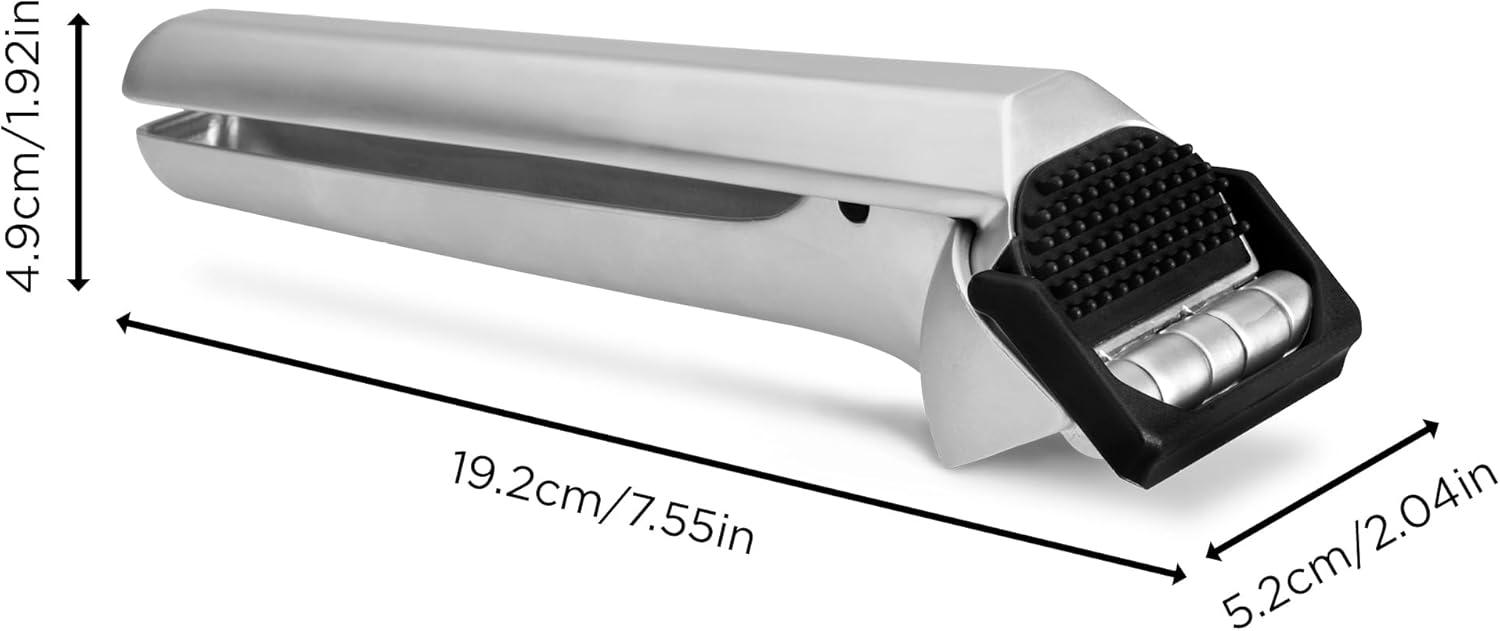 Stainless Steel Garlic Press with Rotating Chamber Heavy-Duty Garlic Crusher Handheld Garlic Mincer