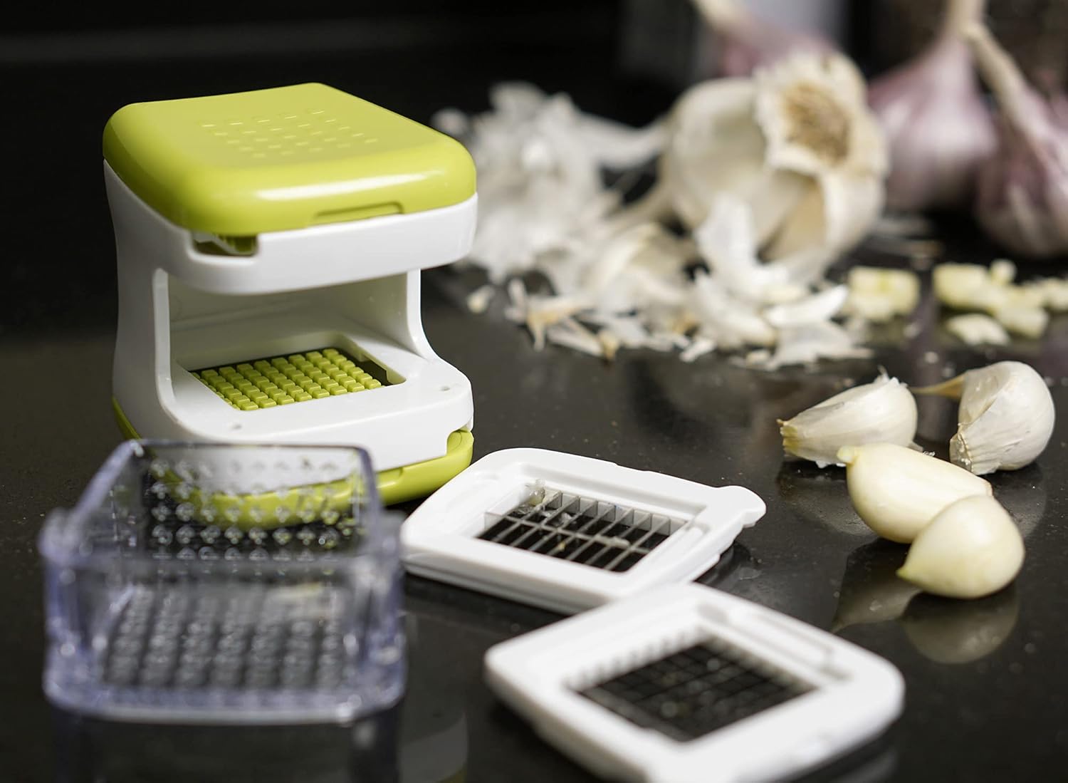 Multi-Function Garlic Chopper Box Stainless Steel Garlic Mincer with Container Manual Garlic Cutter