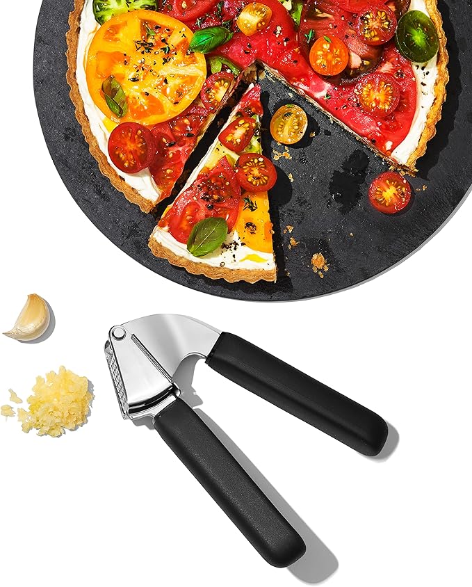 Heavy-Duty Stainless Steel Garlic Press Handheld Garlic Crusher Kitchen Tool